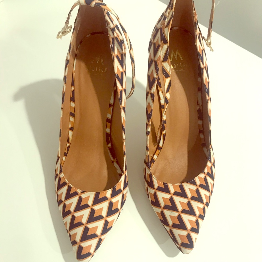 Madison ankle strap heels size 11 cute pattern